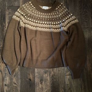 Evereve Chocolate and Ivory Knit Sweater